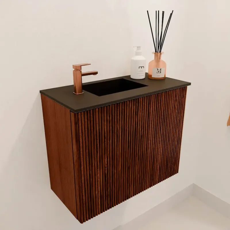 Laatste Kans Mondiaz Joya 50cm toiletmeubel ruby met wastafel faye links 1 kraangat urban