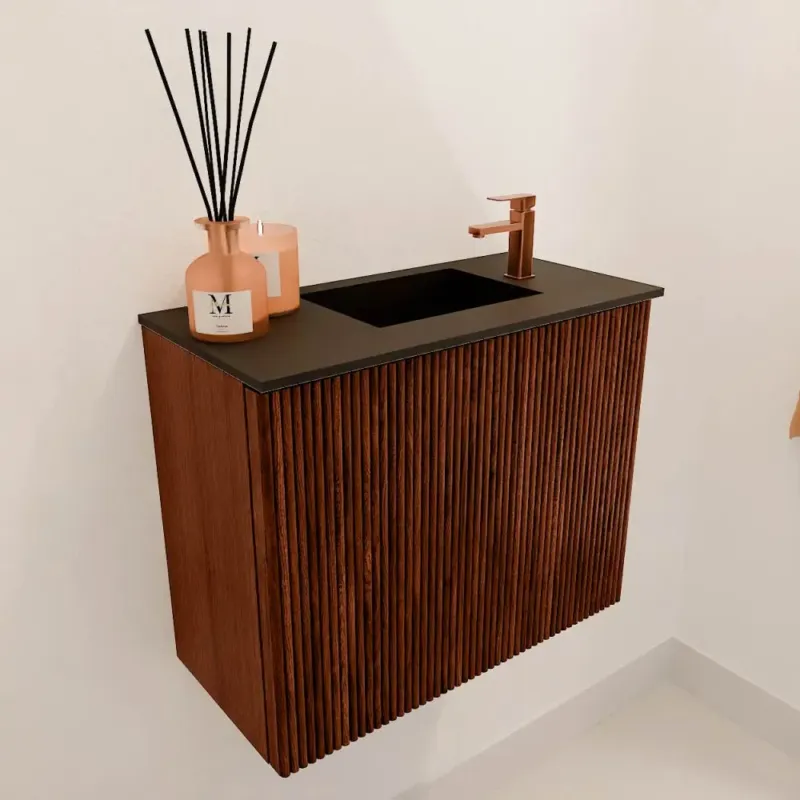 Mondiaz Joya 50cm toiletmeubel ruby met wastafel faye rechts 1 kraangat urban Flitsaanbieding