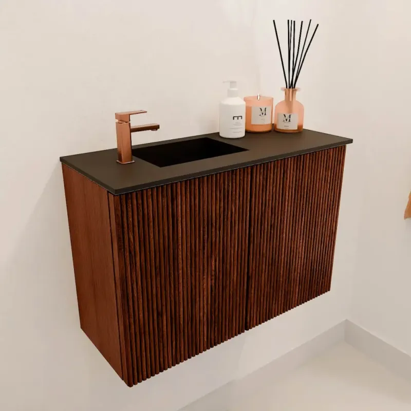 Gecertificeerd Mondiaz Joya 60cm toiletmeubel ruby met wastafel faye links 1 kraangat urban
