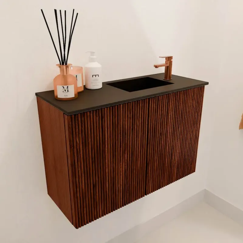 Lage Prijs Mondiaz Joya 60cm toiletmeubel ruby met wastafel faye rechts 1 kraangat urban