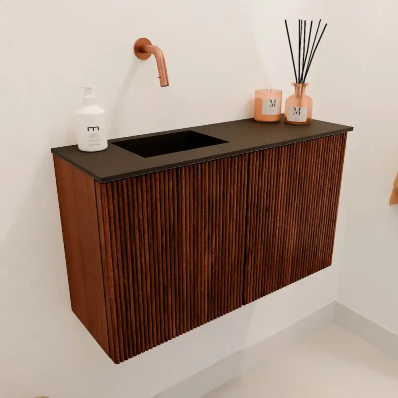 Dagaanbieding Mondiaz Joya 70cm toiletmeubel ruby met wastafel faye links zonder kraangat urban