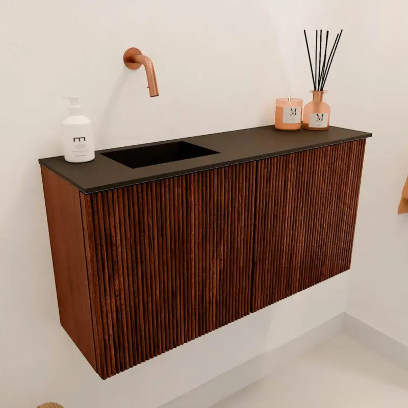 Mondiaz Joya 80cm toiletmeubel ruby met wastafel faye links zonder kraangat urban Betaalbaar