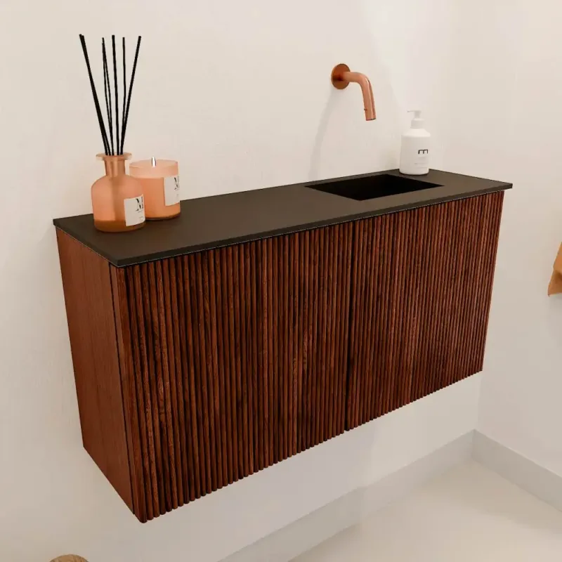 Beperkte Voorraad Mondiaz Joya 80cm toiletmeubel ruby met wastafel faye rechts zonder kraangat urban