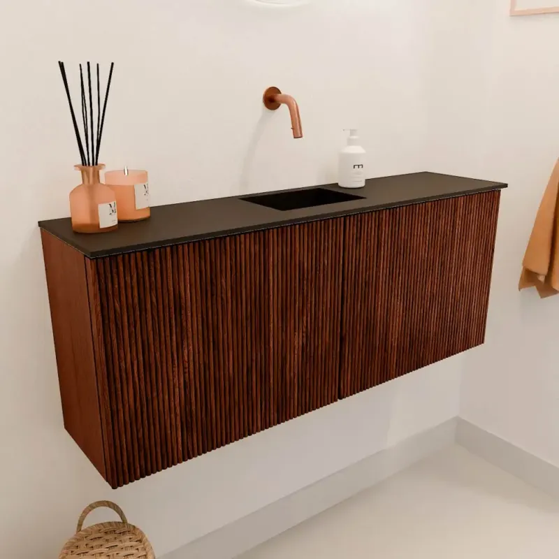 Flitsaanbieding Mondiaz Joya 100cm toiletmeubel ruby met wastafel faye midden zonder kraangat urban