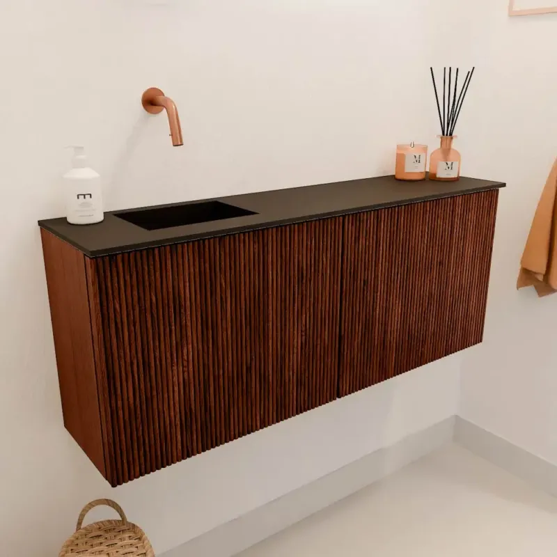 Mondiaz Joya 100cm toiletmeubel ruby met wastafel faye links zonder kraangat urban Veilige Betaling