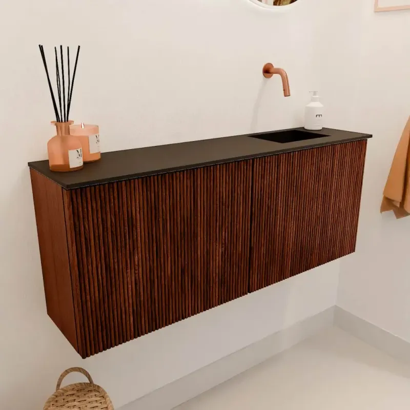 Koop Vandaag Mondiaz Joya 100cm toiletmeubel ruby met wastafel faye rechts zonder kraangat urban