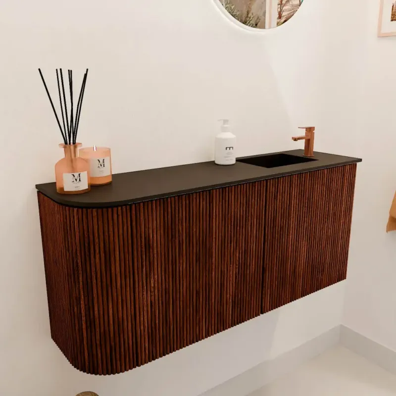 Mondiaz Joya 90cm toiletmeubel ronding links ruby met wastafel faye rechts 1 kraangat urban Lage Prijs