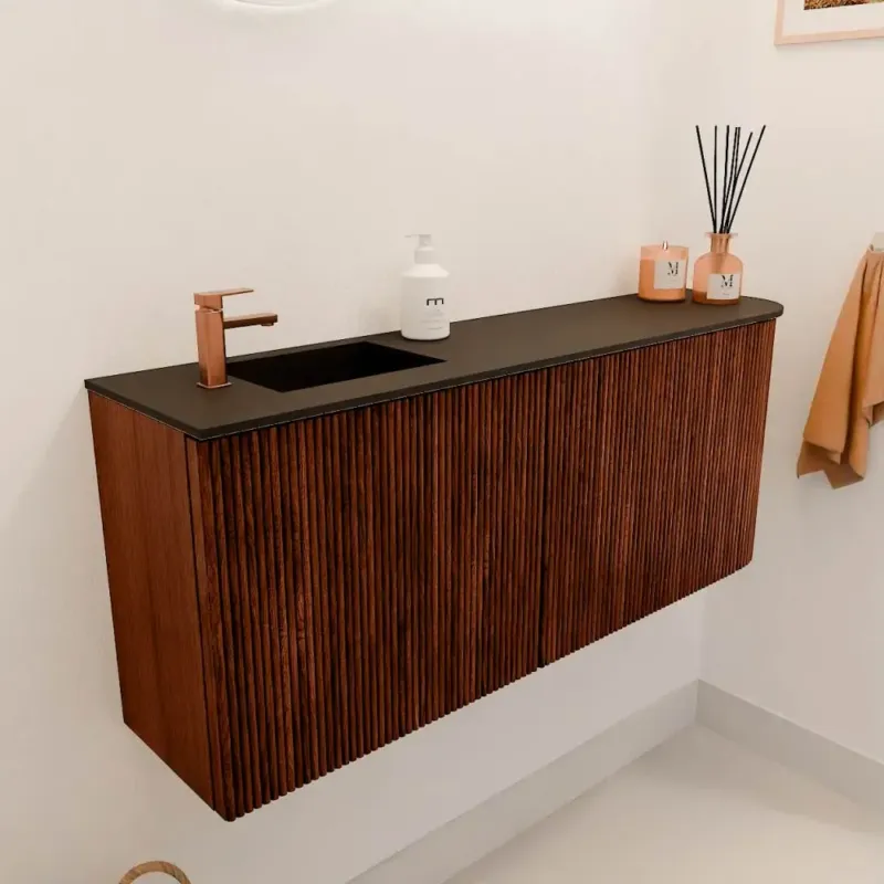 Mondiaz Joya 100cm toiletmeubel ronding rechts ruby met wastafel faye links 1 kraangat urban Fabrieksprijs