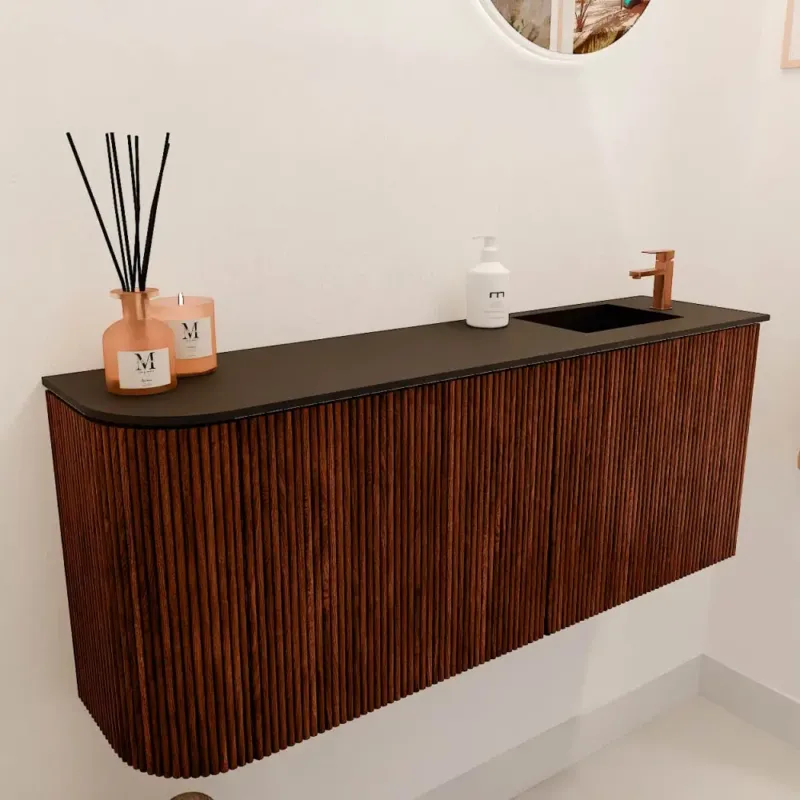 Mondiaz Joya 100cm toiletmeubel ronding links ruby met wastafel faye rechts 1 kraangat urban Snelle Levering