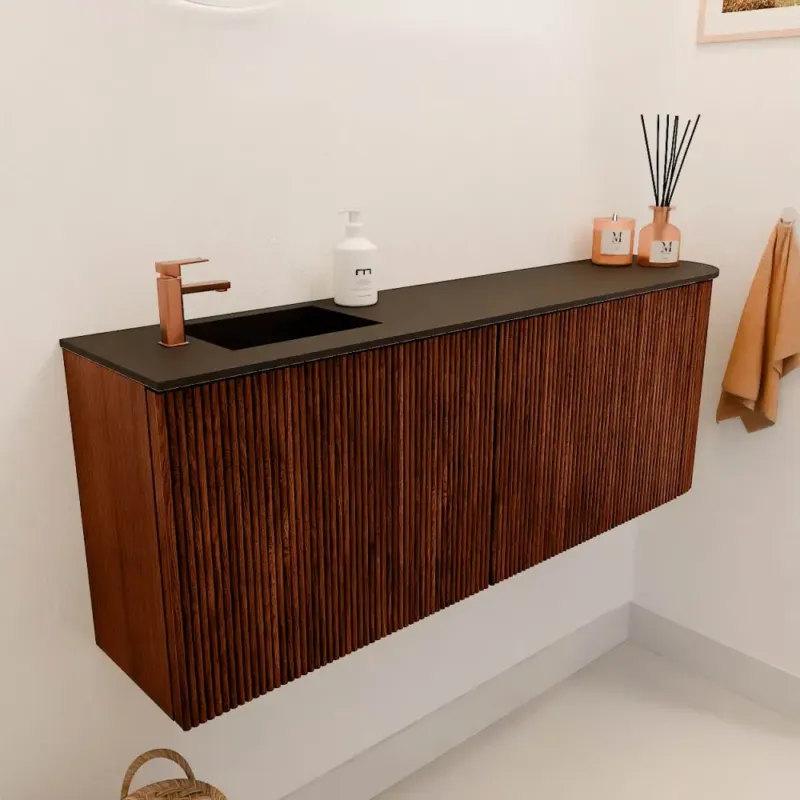 Mondiaz Joya 110cm toiletmeubel ronding rechts ruby met wastafel faye links 1 kraangat urban Exclusieve Aanbieding