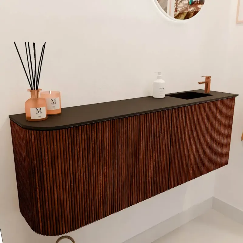 Gratis Retour Mondiaz Joya 110cm toiletmeubel ronding links ruby met wastafel faye rechts 1 kraangat urban