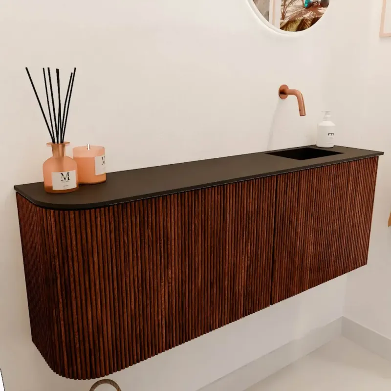 Direct Beschikbaar Mondiaz Joya 110cm toiletmeubel ronding links ruby met wastafel faye rechts zonder kraangat urban