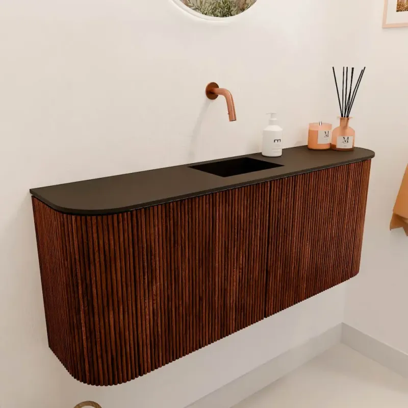 Mondiaz Joya 105cm toiletmeubel ronding links/rechts ruby met wastafel faye midden zonder kraangat urban Laatste Versie