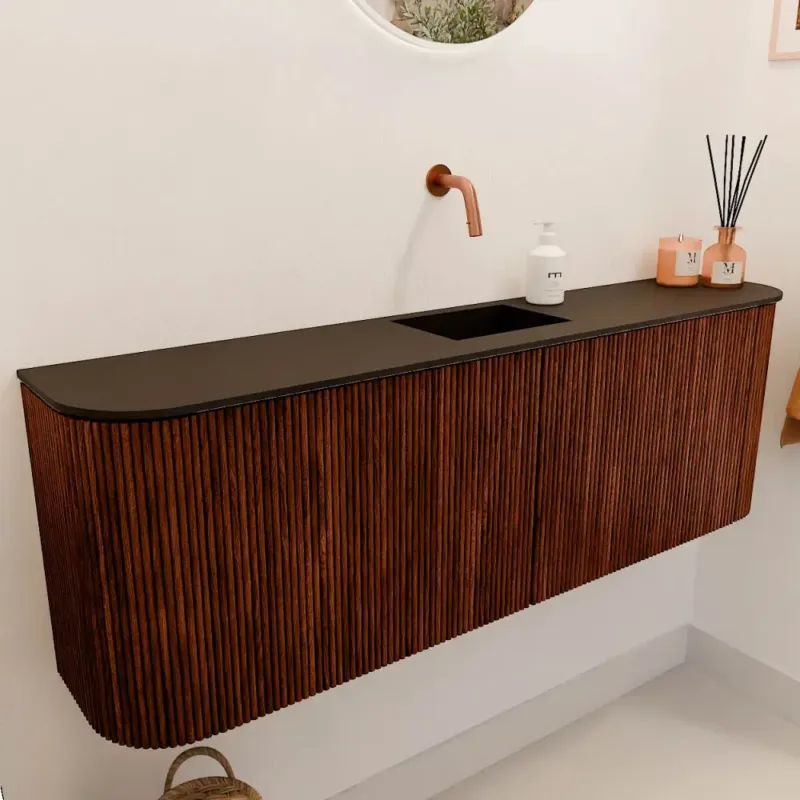 Mondiaz Joya 125cm toiletmeubel ronding links/rechts ruby met wastafel faye midden zonder kraangat urban Populair