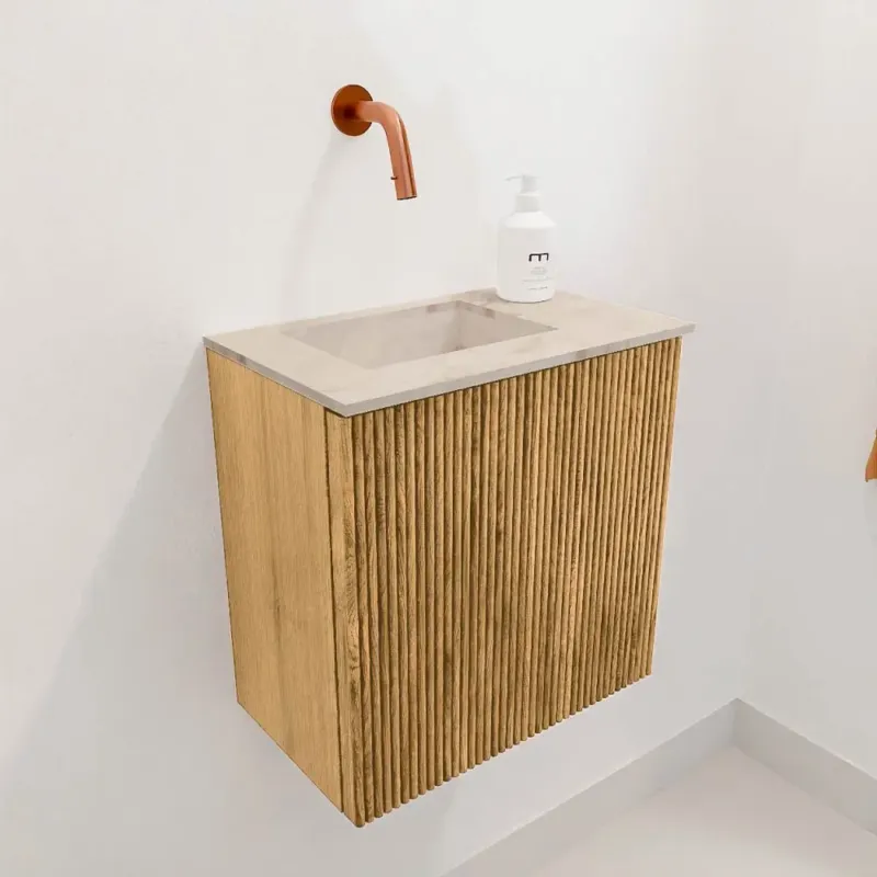 Mondiaz Joya DLux 40cm toiletmeubel oak met wastafel faye links zonder kraangat frappe Bestel Nu