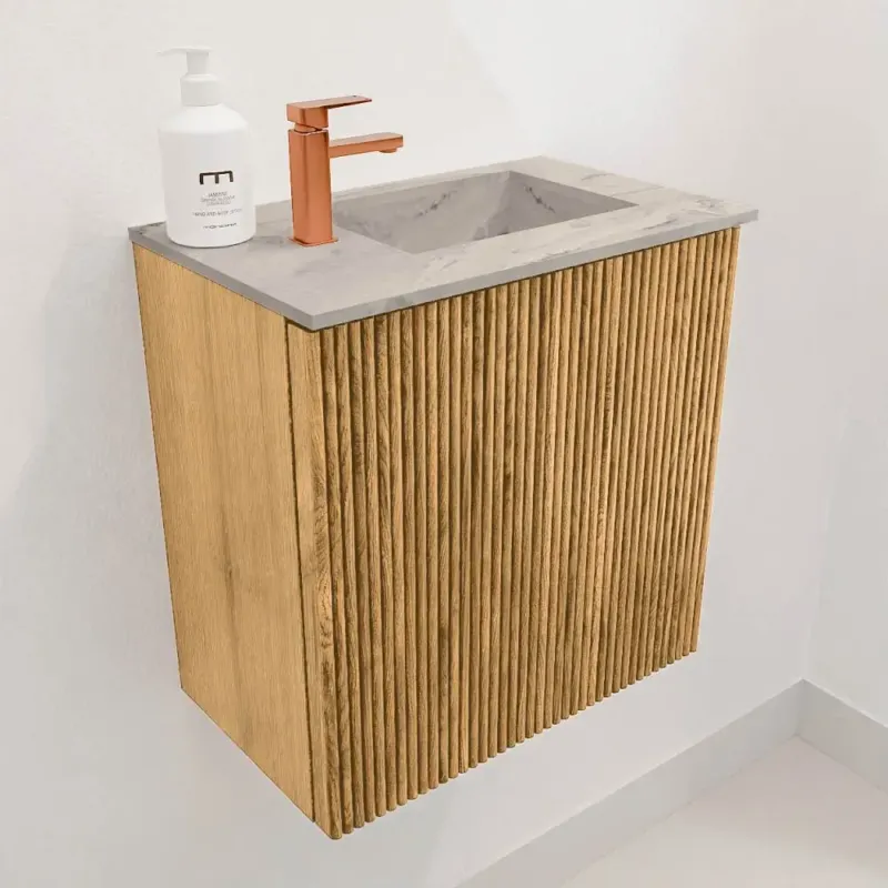 Mondiaz Joya DLux 40cm toiletmeubel oak met wastafel faye rechts 1 kraangat glace Alleen Vandaag