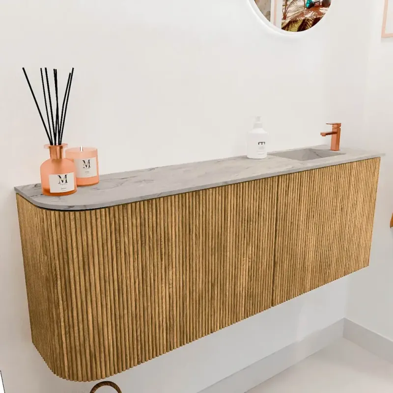 Veilige Betaling Mondiaz Joya DLux 110cm toiletmeubel ronding links oak met wastafel faye rechts 1 kraangat glace