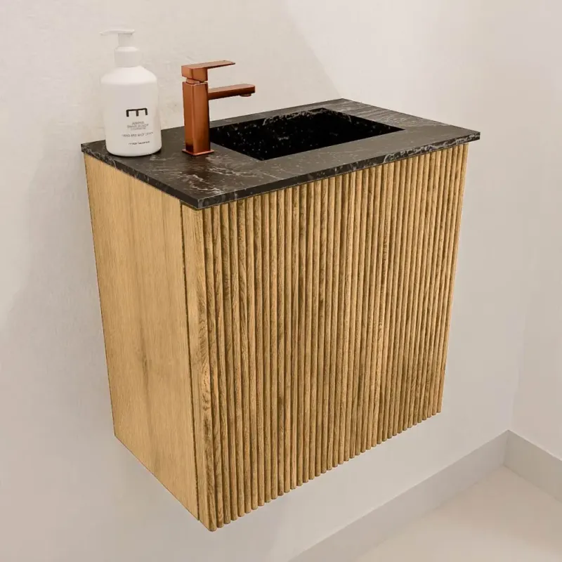 Mondiaz Joya DLux 40cm toiletmeubel oak met wastafel faye rechts 1 kraangat lava Voordeelprijs