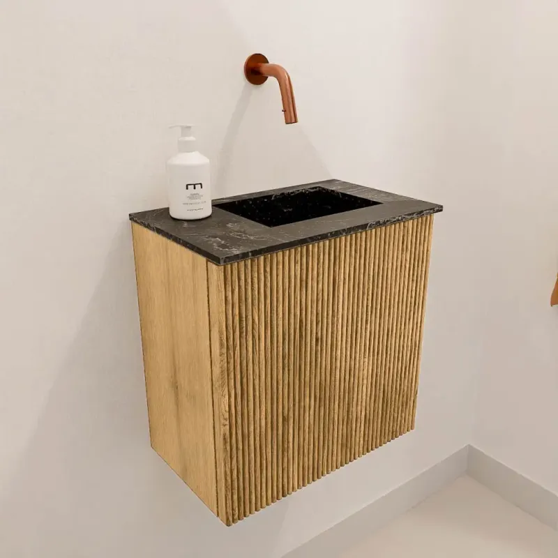 Mondiaz Joya DLux 40cm toiletmeubel oak met wastafel faye rechts zonder kraangat lava Lage Prijs