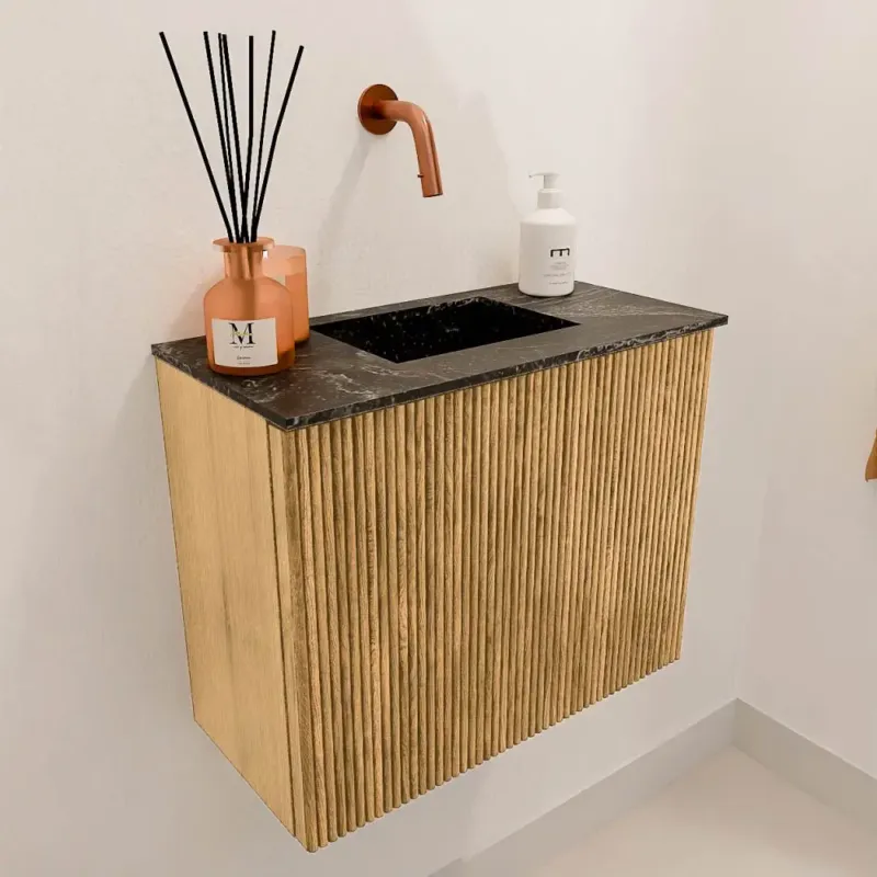 Mondiaz Joya DLux 50cm toiletmeubel oak met wastafel faye midden zonder kraangat lava Beste Prijs