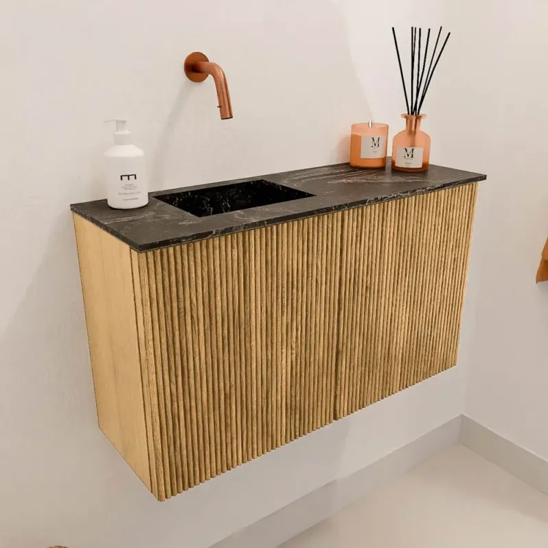 Meest Verkocht Mondiaz Joya DLux 70cm toiletmeubel oak met wastafel faye links zonder kraangat lava