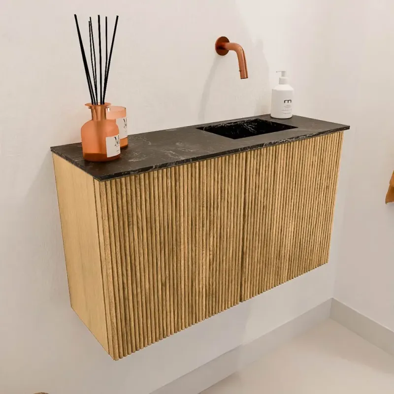 Nieuw Mondiaz Joya DLux 70cm toiletmeubel oak met wastafel faye rechts zonder kraangat lava