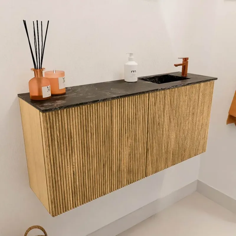 Favoriet Mondiaz Joya DLux 90cm toiletmeubel oak met wastafel faye rechts 1 kraangat lava