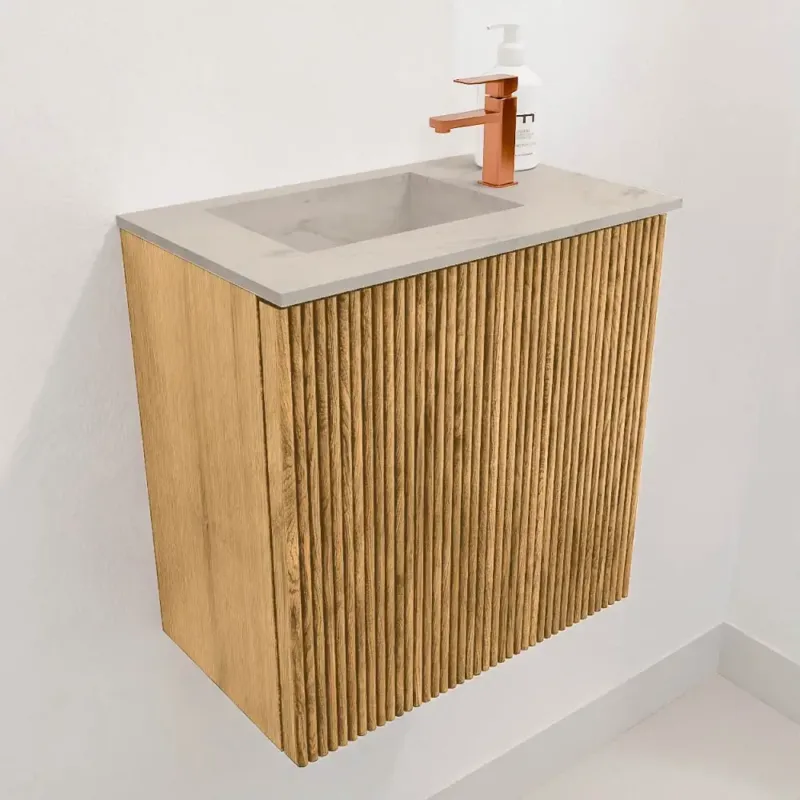 Mondiaz Joya DLux 40cm toiletmeubel oak met wastafel faye links 1 kraangat opalo Bestseller