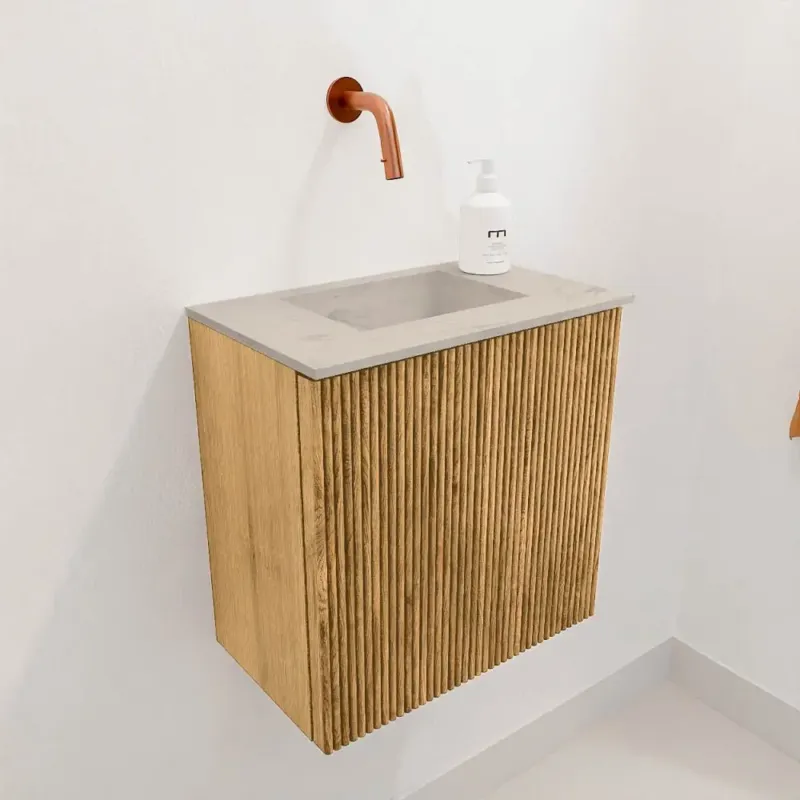 Laatste Versie Mondiaz Joya DLux 40cm toiletmeubel oak met wastafel faye midden zonder kraangat opalo