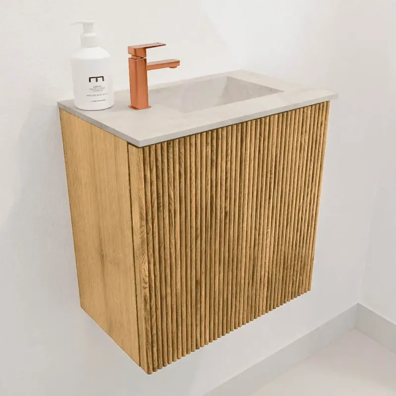 Must-Have Mondiaz Joya DLux 40cm toiletmeubel oak met wastafel faye rechts 1 kraangat ostra