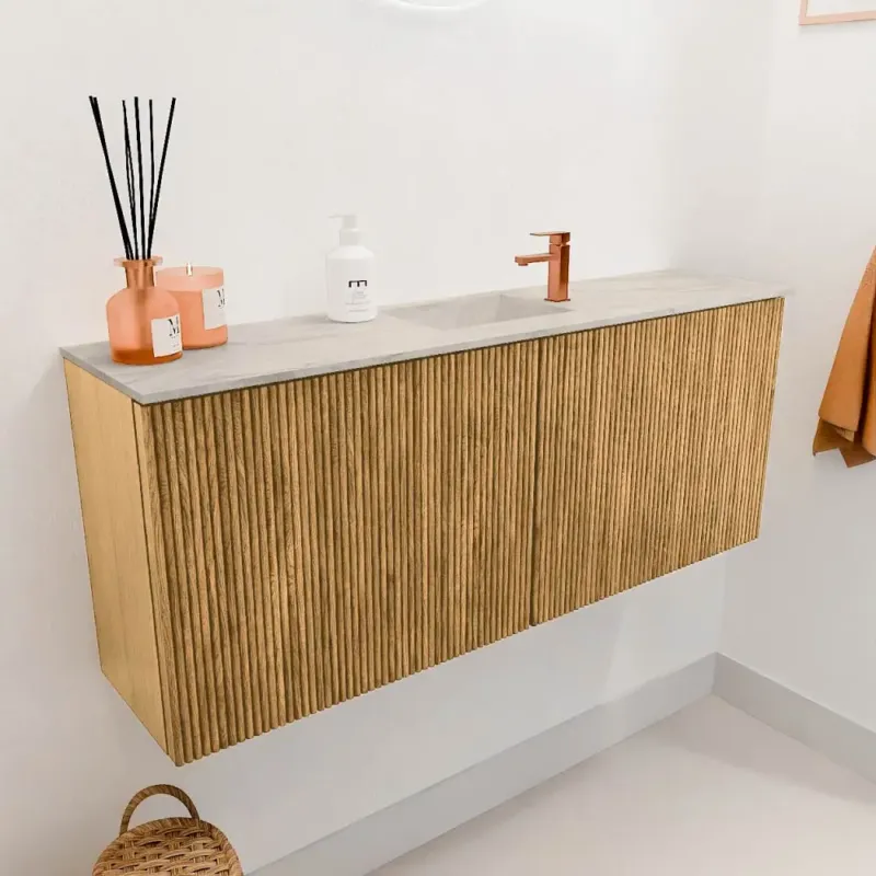 Mondiaz Joya DLux 100cm toiletmeubel oak met wastafel faye midden 1 kraangat ostra Express Levering