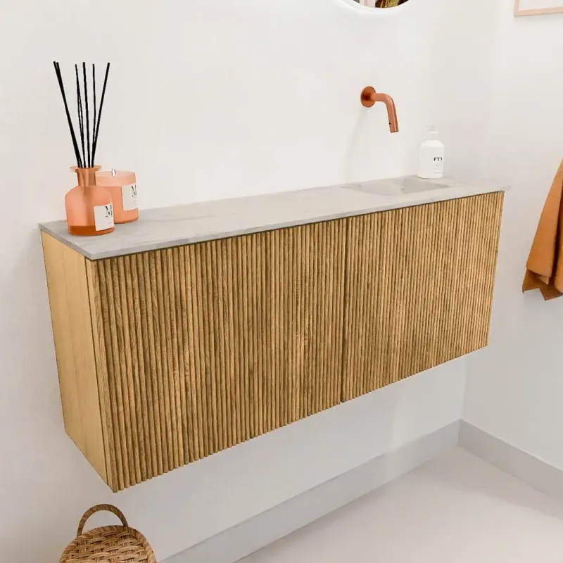 Mondiaz Joya DLux 100cm toiletmeubel oak met wastafel faye rechts zonder kraangat ostra Bestseller