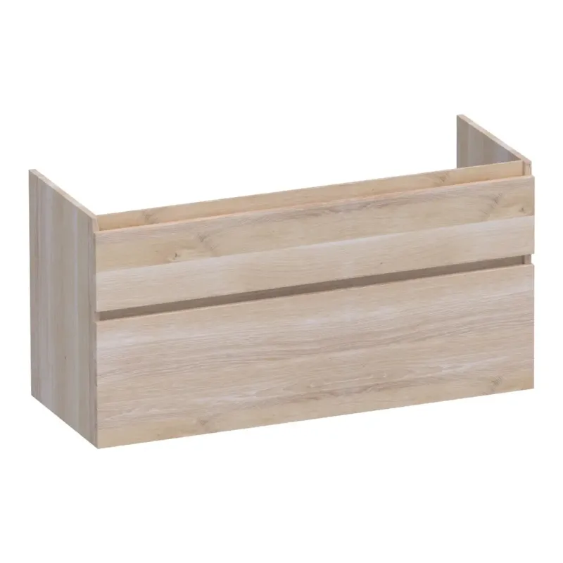 Betaalbaar Brauer Delight onderkast 120cm met 2 softclose lades en 2 sifon uitsparingen lamellen eiken wit