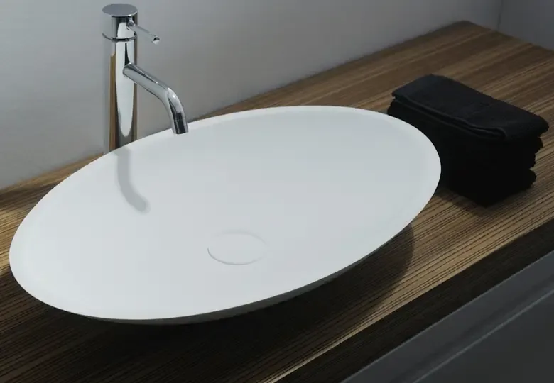 Rechtstreeks Van De Fabrikant SSI Design Montana wastafel Solid Surface 70x40x9cm