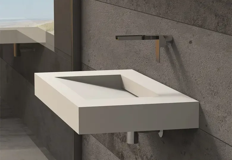 Fabrieksprijs SSI Design Indiana wastafel Solid Surface 90x46x10cm