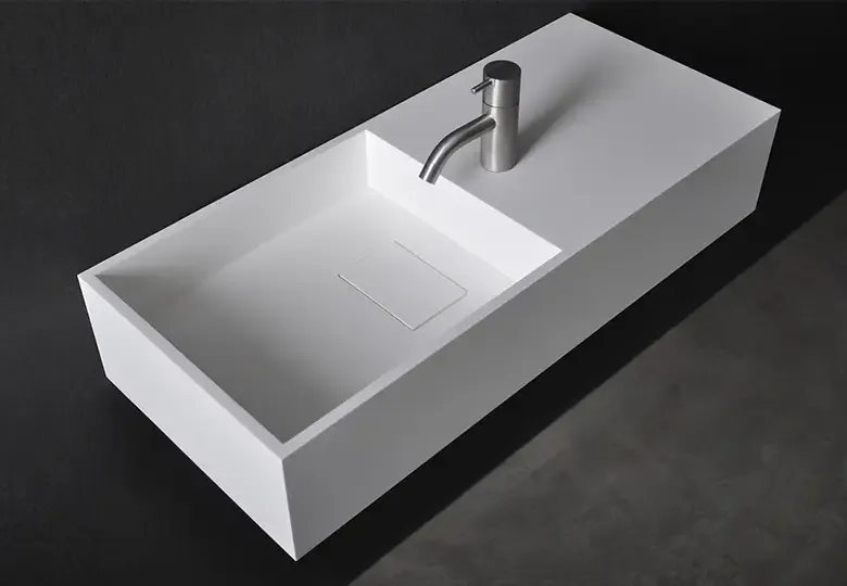 SSI Design Connecticut wastafel Solid Surface 75x32,5x15cm Betrouwbaar
