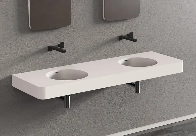 Betaalbaar SSI Design Newport wastafel Solid Surface 150x48x14cm