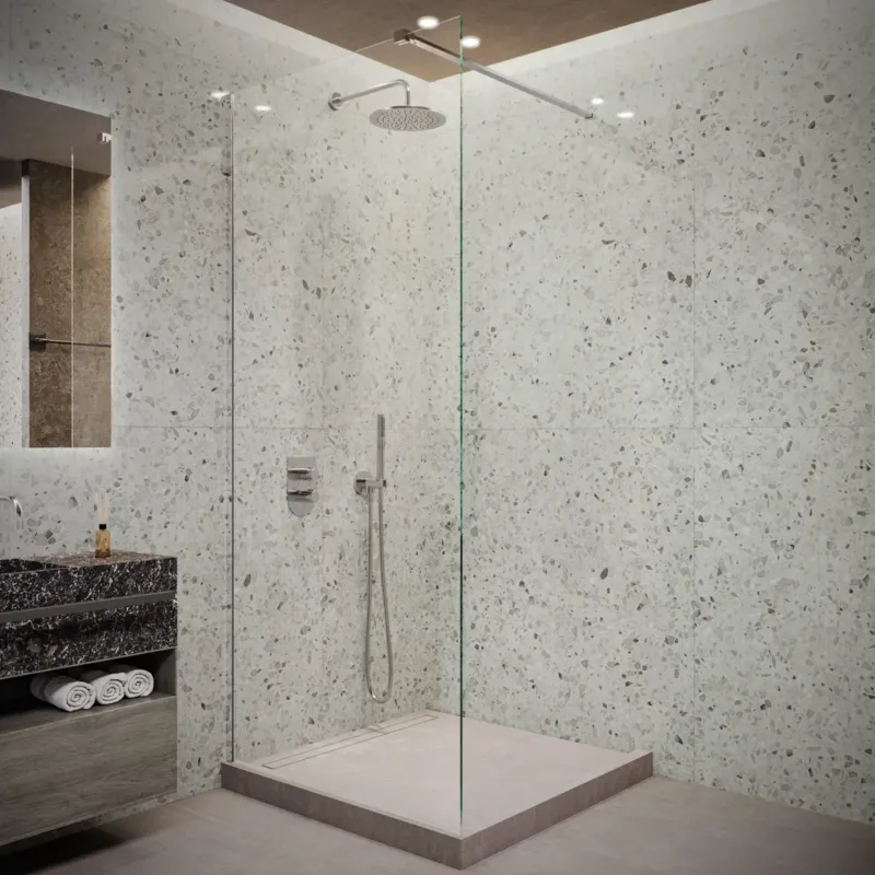 Saniclear Redro douchewand 90x200cm anti-kalk 8mm chroom Weekendaanbieding