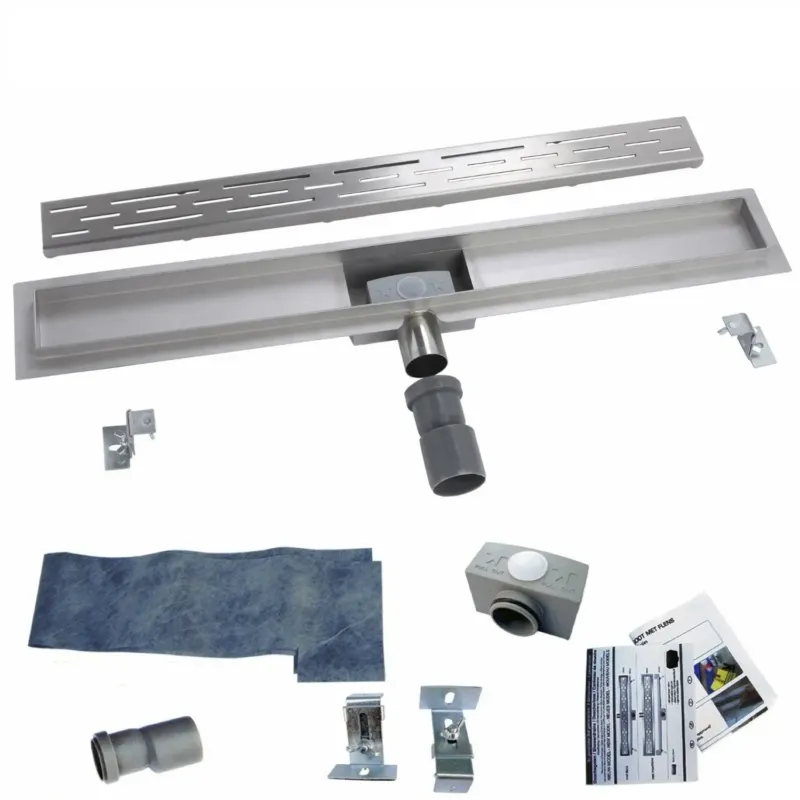 Veilige Betaling Mueller Basic douchegoot RVS met flens 90x7cm