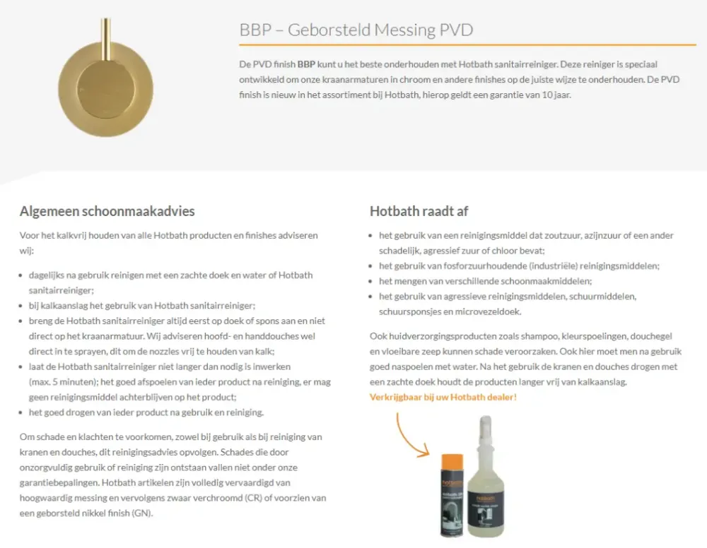 Hotbath Cobber Douchearm Plafondmontage Rond 15cm Geborsteld Messing PVD CB452 Speciale Aanbieding