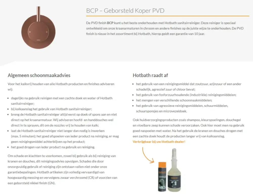 Hotbath Cobber Douchearm Plafondmontage Rond 15cm Geborsteld Koper PVD CB452 Meest Verkocht