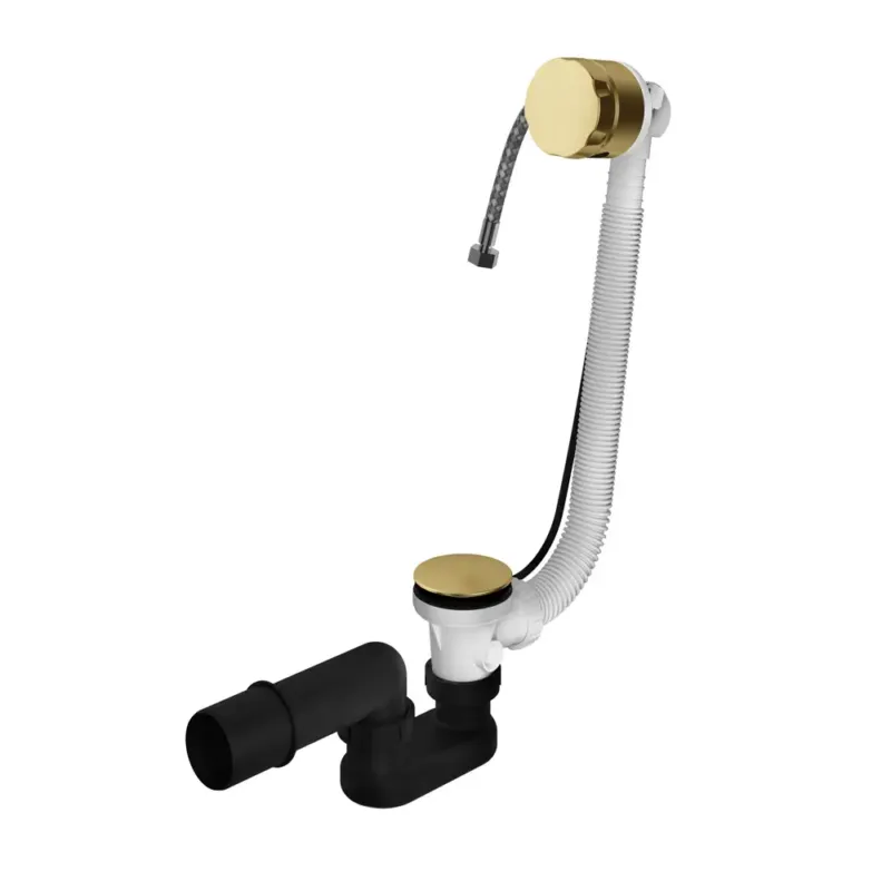 Hotbath Cobber Badafvoer met vulfunctie en overloop Geborsteld Messing PVD P033 Aanbieding