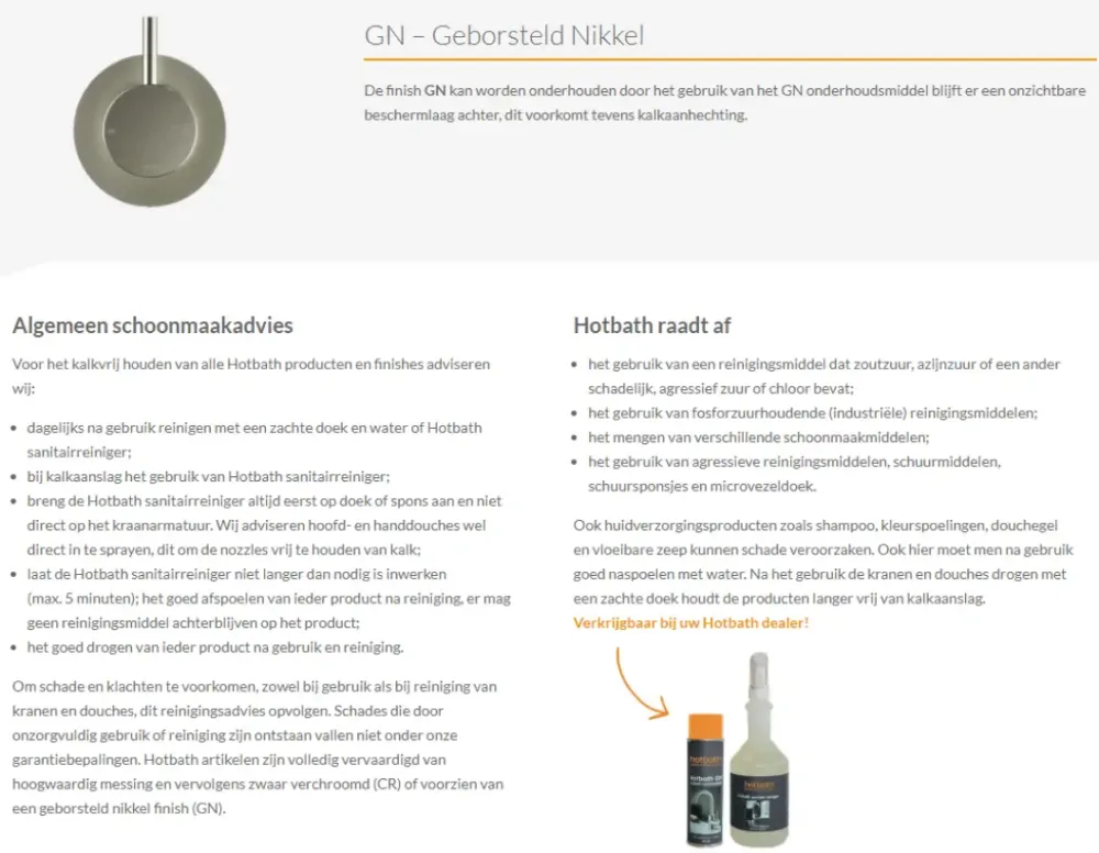 Aanbieding Hotbath Buddy Gebogen Uitloop 15cm Geborsteld Nikkel B095-15J