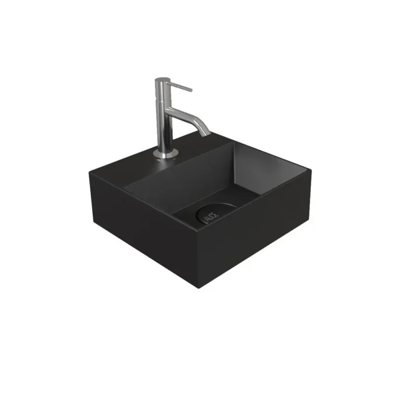 Op = Op Salenzi Spy Fontein met clickwaste 30x30 cm mat zwart