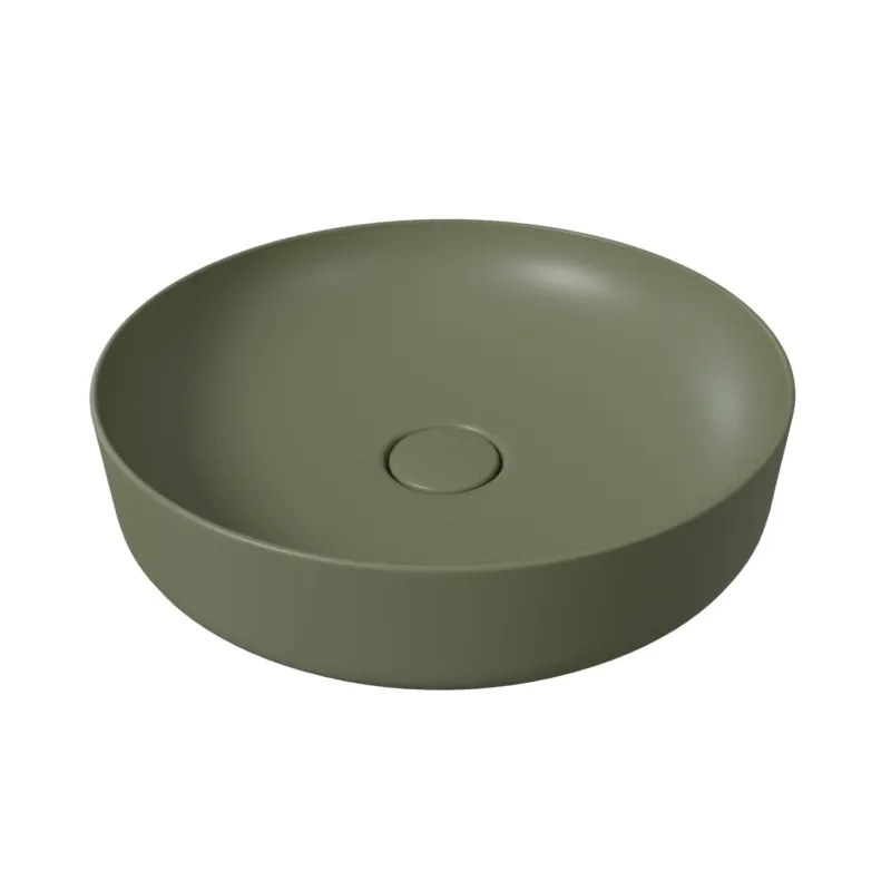 Salenzi Form ronde opbouw waskom met clickwaste mat legergroen 45cm Tijdelijk Beschikbaar