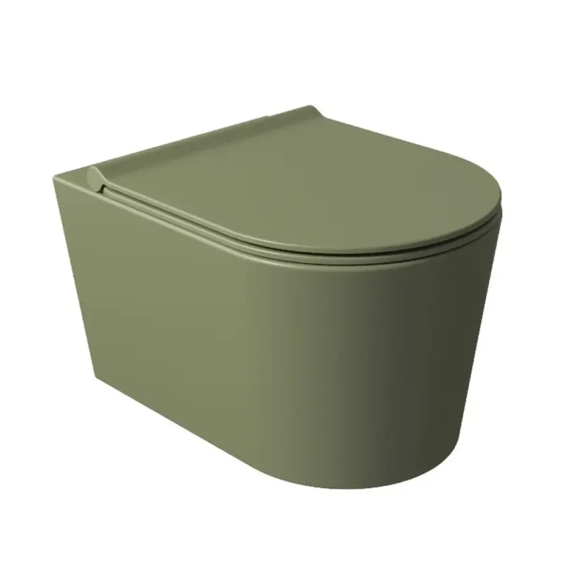 Salenzi Civita wandcloset toiletpot randloos mat legergroen 35x50cm Flitsaanbieding