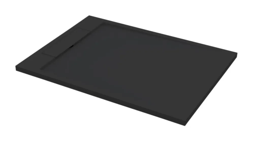Best Design Decent solid surface douchebak mat zwart 140x90x4.5cm Gecertificeerd