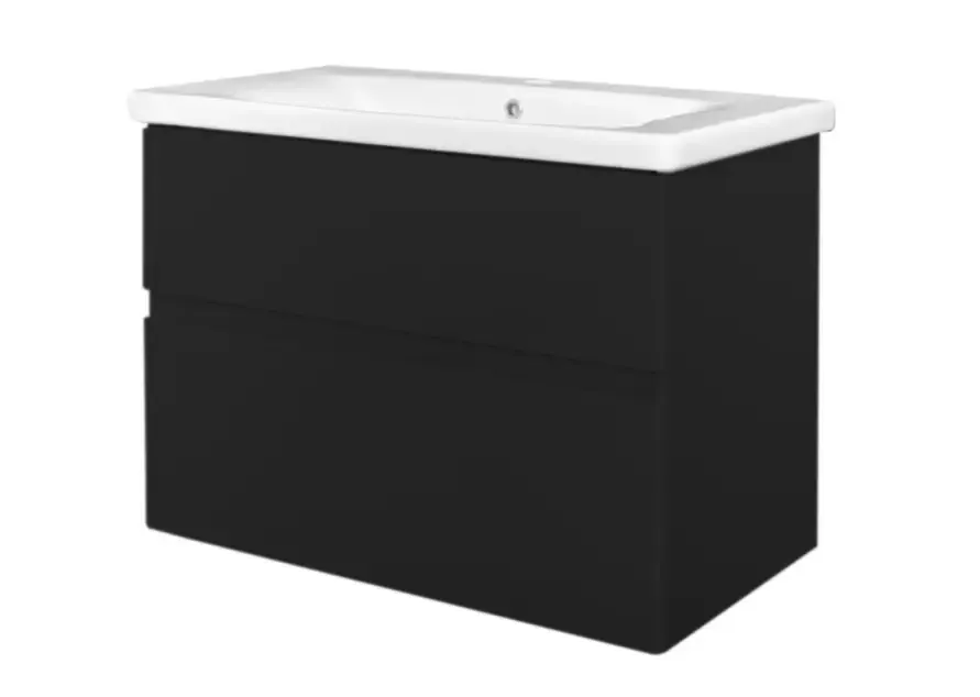 Voordeelprijs Best Design Quick Black greeploos wastafelmeubel onderkast met wastafel mat zwart 65cm