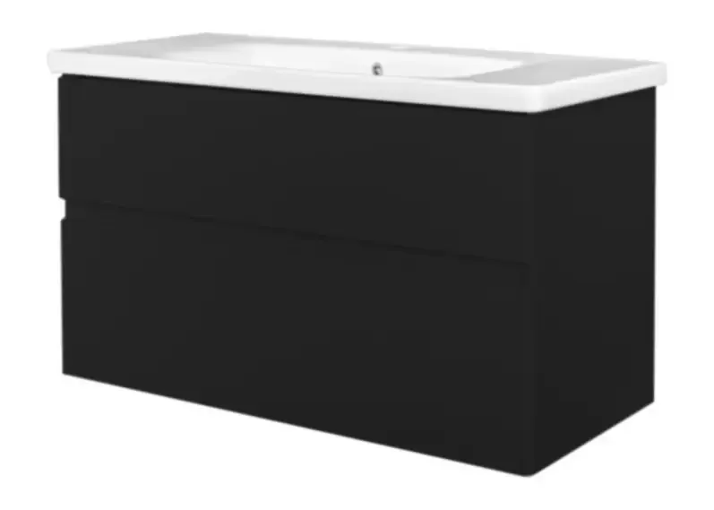 Best Design Quick Black greeploos wastafelmeubel onderkast met wastafel mat zwart 100cm Premium