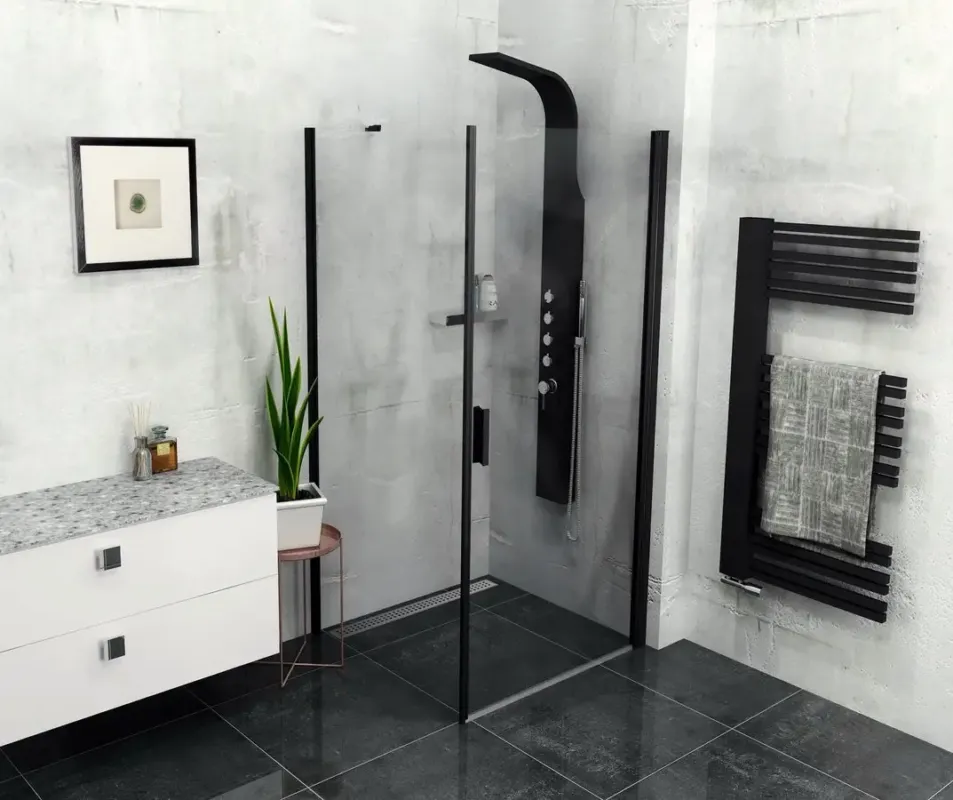Beste Prijs Polysan Zoom Line Black douchecabine zwart 80x80 antikalk